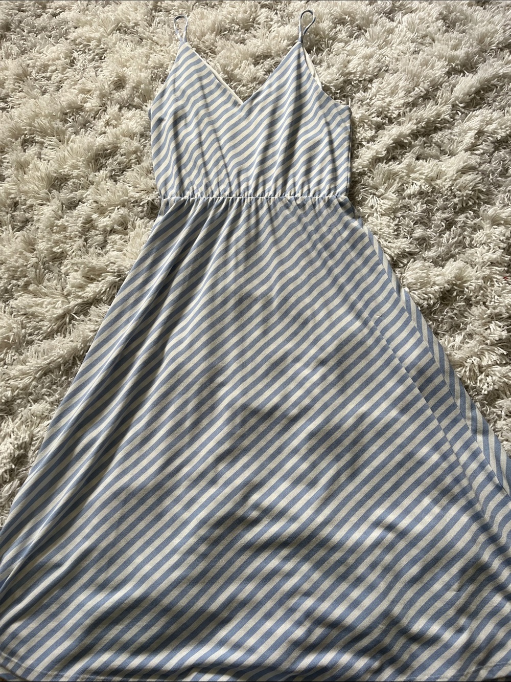 H&M Blue and White Striped Midi Dress